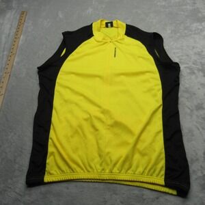 Schwinn Cycling Jersey Mens XXL‎ Yellow Black Colorblock Sleeveless 1/2 Zip Bike